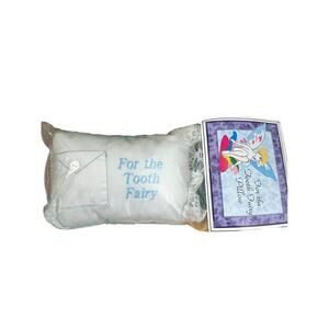 tooth fairy pillow blue embroidered